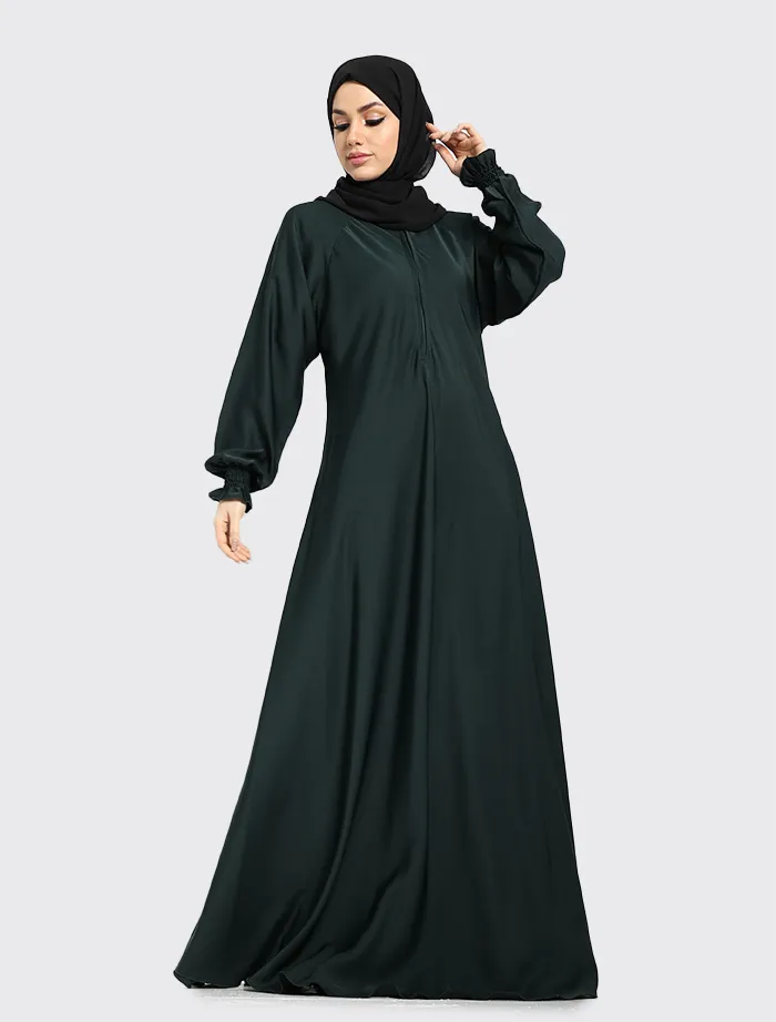 Green Mid Zip Umbrella Abaya